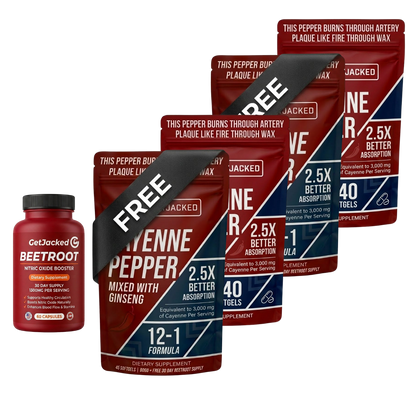 Support Vascular Function with GetJacked | Cayenne, Ginseng & Beetroot |
