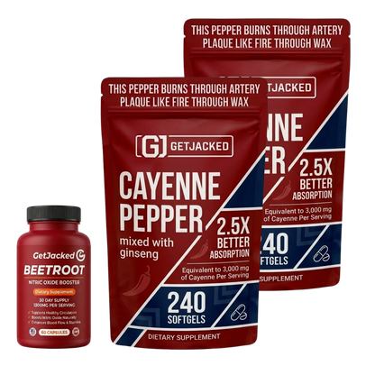 Support Vascular Function with GetJacked | Cayenne, Ginseng & Beetroot |