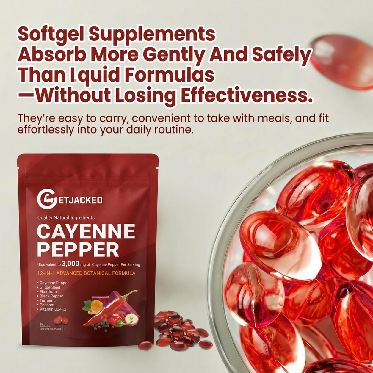 Support Vascular Function with GetJacked Cayenne Softgels 45