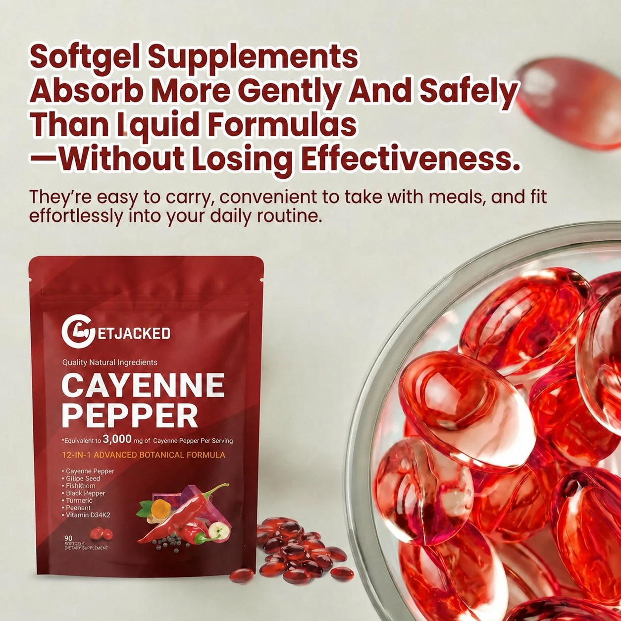Support Vascular Function with GetJacked Cayenne Softgels 90