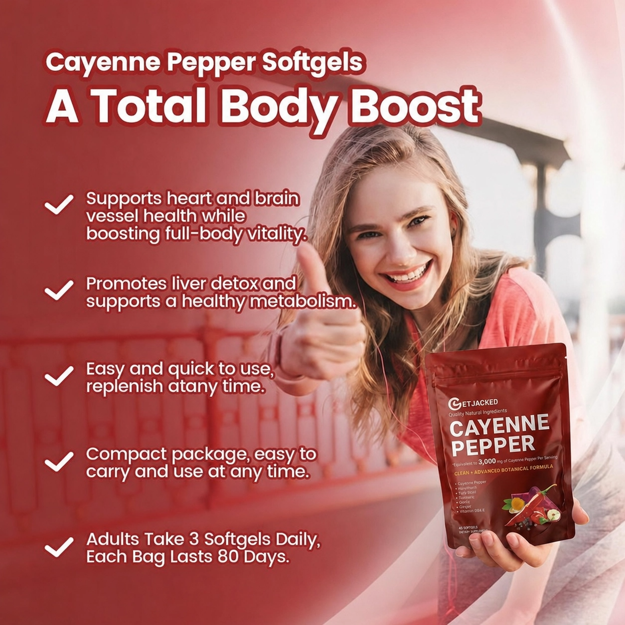 Support Vascular Function with GetJacked Cayenne Softgels 45